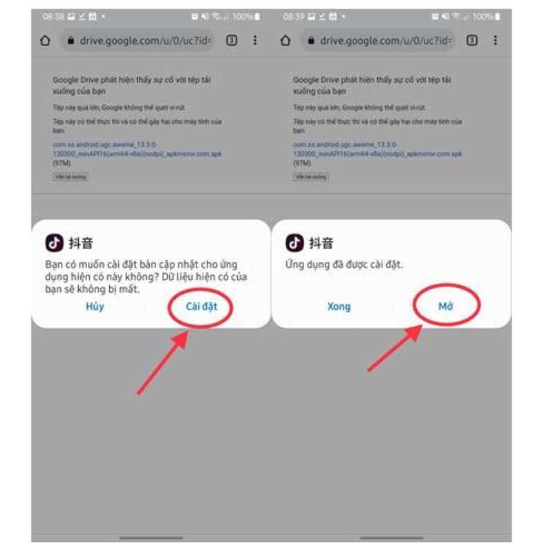 Tải Douyin APK dễ dàng, nhanh chóng chỉ trong tích tắc 5 Chọn cài đặt và ấn mở ứng dụng