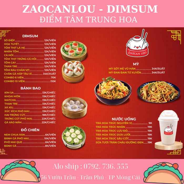 4 Quán dimsum ở Quảng Ninh đáng thử nhất 4 Menu đa dạng của Zaocanlou - Dimsum ở Quảng Ninh