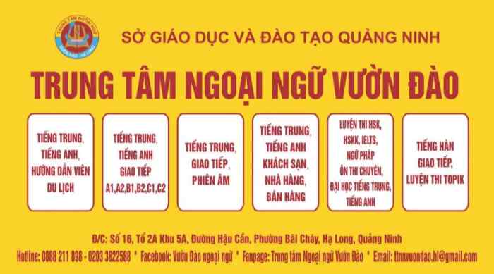 5 Trung tâm học tiếng Trung ở Hạ Long hiệu quả nhất 2 Trung tâm ngoại ngữ Vườn Đào - học tiếng Trung ở Hạ Long