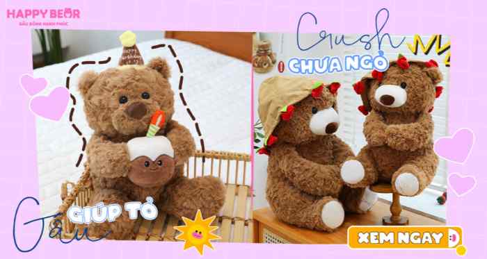 TOP 4 shop gấu bông ở Quảng Ninh đẹp, giá tốt 3 Thú Nhồi Bông Happy Bear